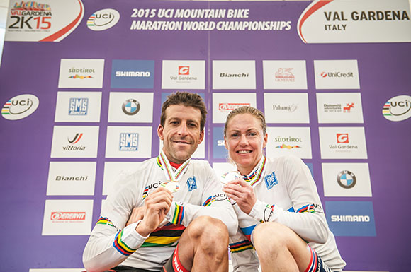 Die Weltmeister 2015 Alban Lakata und Gunn Rita Dahle-Flesjå (Bild: sellarondahero wisthaler.com)